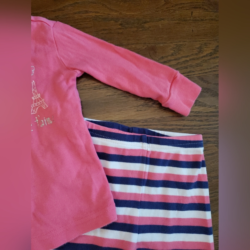 GYMBOREE OUTLET Girls 12/18M pink/ blue pajamas Paris gymmies - Picture 7 of 9